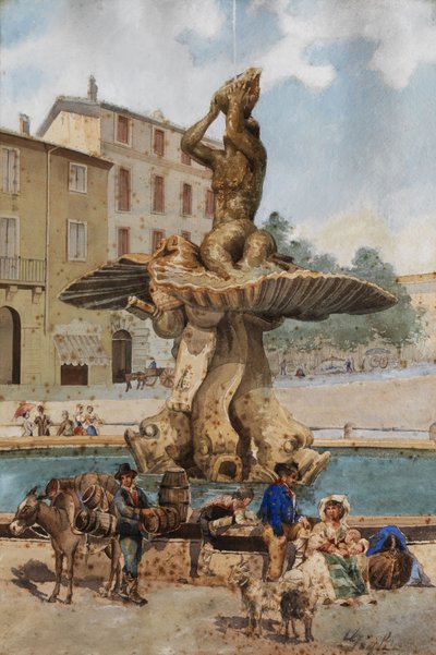 Fontana del Tritone auf der Piazza Barberini von Unbekannt Unbekannt